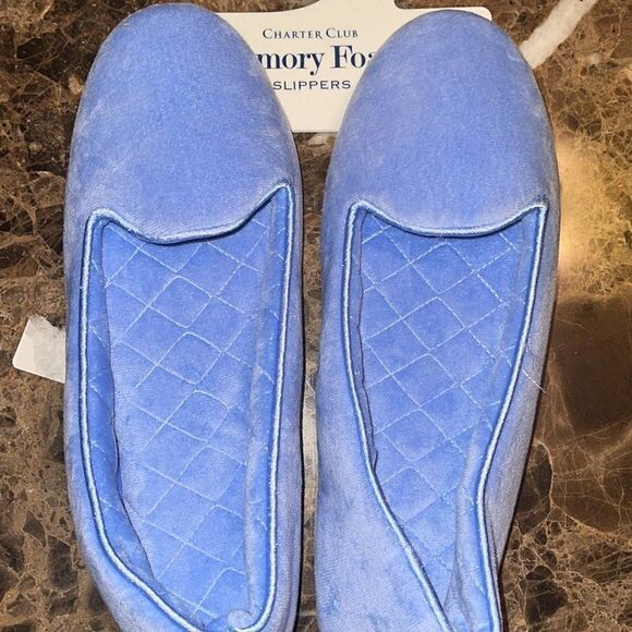 NWOT Charter club memory foam powder blue slippers size Large 9-10 - Picture 1 of 7